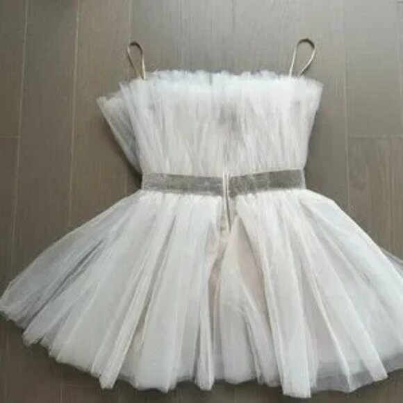 NWT Bronx and Banco ANNA White Mini sz 4 Dress Tulle Rhinestone Small NEW Bridal - Picture 5 of 11